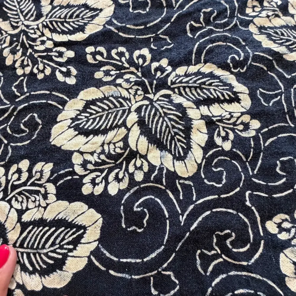 Vtg Ralph Lauren Durant Kira Navy Blue Cream Batik Floral King Pillow Sham Flaw